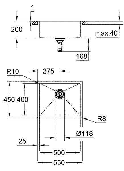 Grohe K700 chiuveta din otel 55x45 cm 31726SD0