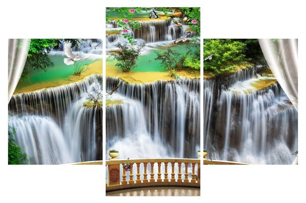 Tablou - Privire la cascade magice (90x60 cm)