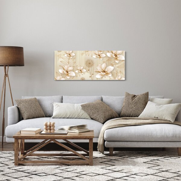 Tablou - Compoziție flori aurii (120x50 cm)