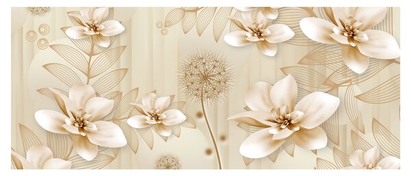 Tablou - Compoziție flori aurii (120x50 cm)