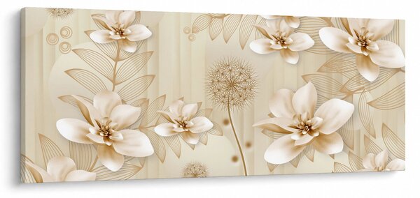 Tablou - Compoziție flori aurii (120x50 cm)