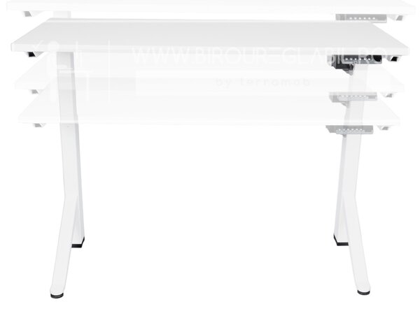 Birou reglabil electric TerrA2Y WHITE-cadru in Y, profil cadru alb