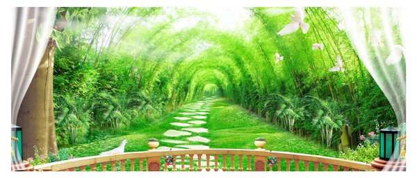 Tablou - Privire la grădina tropicală (120x50 cm)