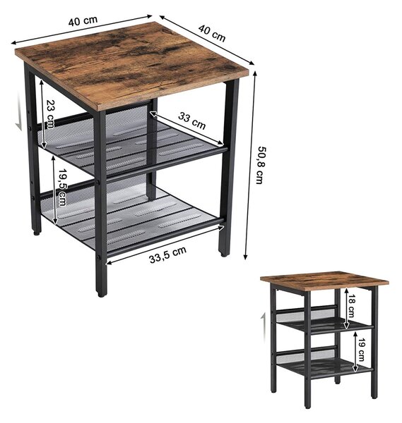 Set de doua etajere mici, VASAGLE, 40 x 40 x 50 cm, Maro LET24X