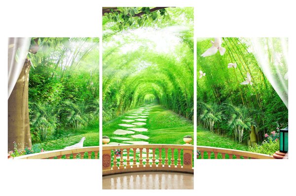 Tablou - Privire la grădina tropicală (90x60 cm)