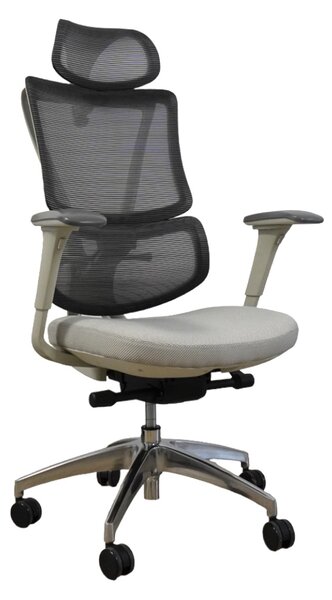 Ergodynamic Star Plus - Light Grey - Scaun de birou 4D, sezut translatie, suport lombar ajustabil 7 cm
