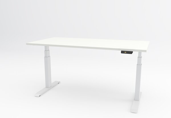 Birou reglabil pe inaltime TerrA7 WHITE - 2 motoare, profil dreptunghiular, culoare cadru Alb