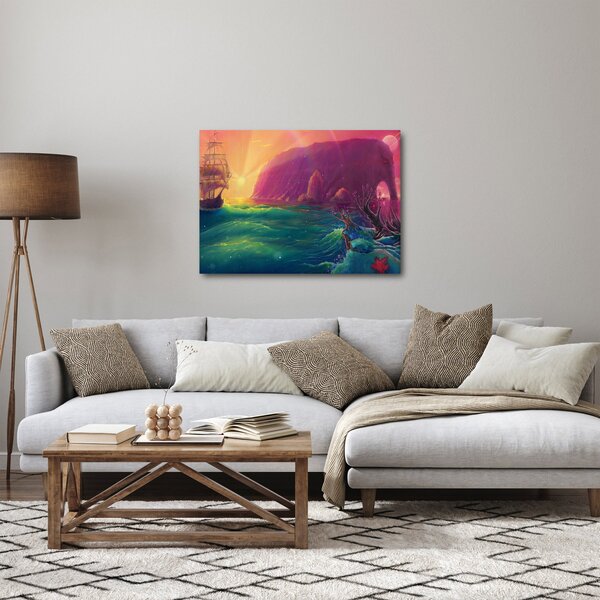 Tablou - Pictură în ulei, călătorie într-un țărăm fantastic (70x50 cm)