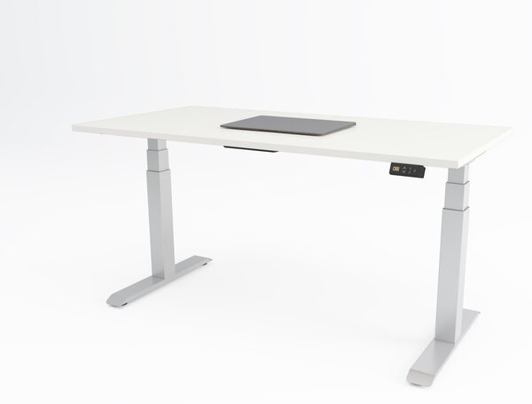 Birou reglabil pe inaltime TerrA9 Performance WHITE- 2 motoare marca Timotion + aplicatie bluetooth, CADRU ALB
