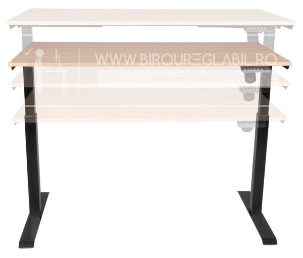 Birou reglabil electric TerrA3 s BLACK - profil pătrat , 1 motor, cadrul negru