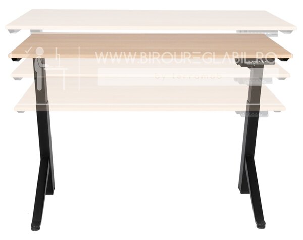 Birou reglabil electric TerrA2Y Black-cadru in Y / profil cadru negru