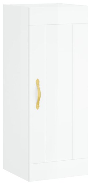 Dulap de perete, alb extralucios, 34,5x34x90 cm, lemn prelucrat