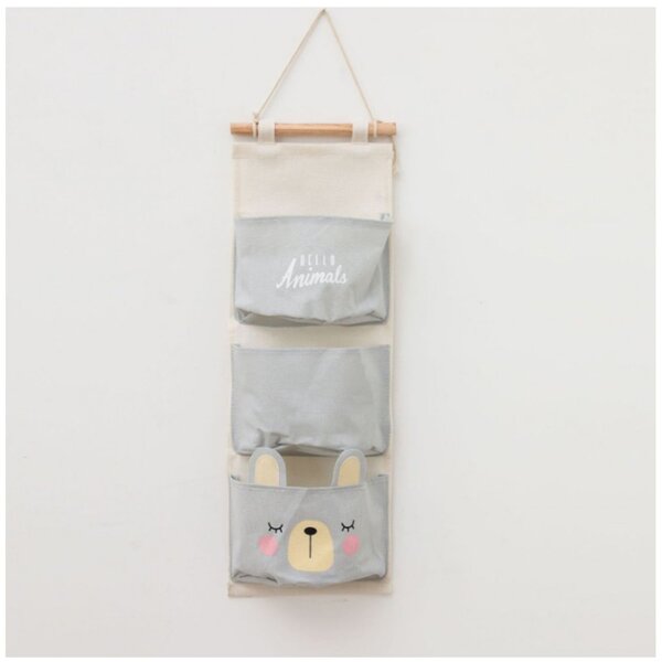 Organizator textil suspendat pentru jucarii si depozitare, Animals, 59x19.5 cm