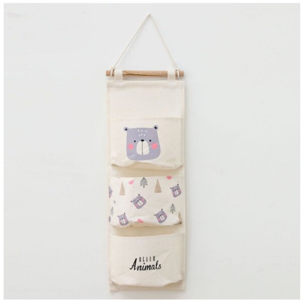 Organizator textil suspendat pentru jucarii si depozitare, Animals, 59x19.5 cm