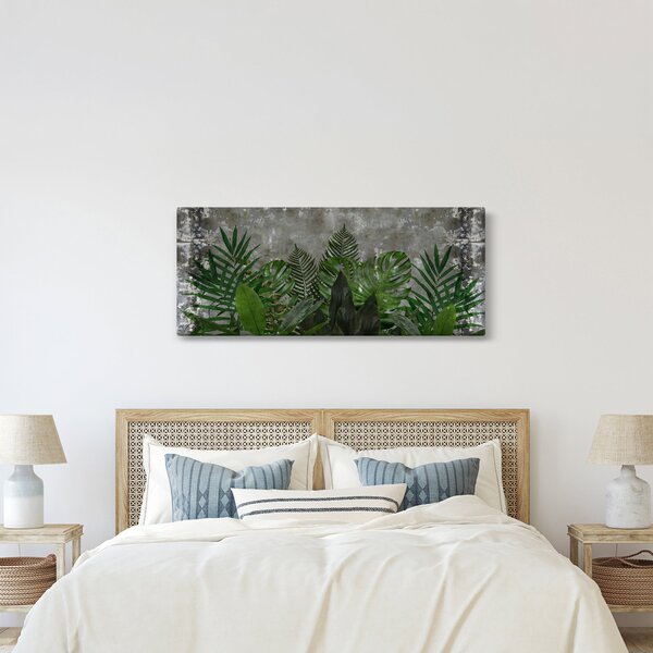 Tablou - Zid de beton cu plante (120x50 cm)