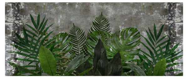 Tablou - Zid de beton cu plante (120x50 cm)