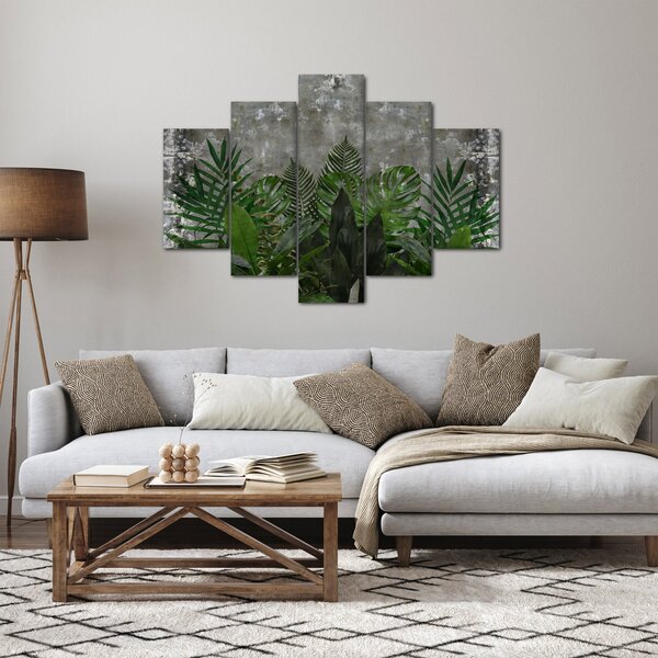 Tablou - Zid de beton cu plante (150x105 cm)