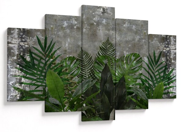 Tablou - Zid de beton cu plante (150x105 cm)