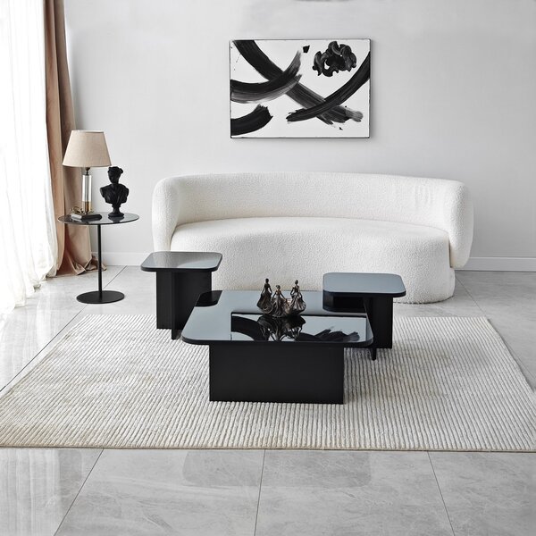 Set de măsuțe de cafea, Hanah Home, Culoare: Negru Fumu