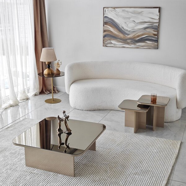 Set de măsuțe de cafea, Hanah Home, Culoare: Bej Bronz