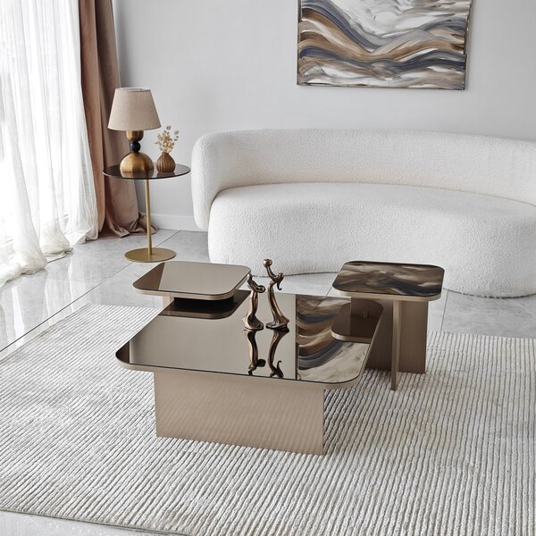 Set de măsuțe de cafea, Hanah Home, Culoare: Bej Bronz