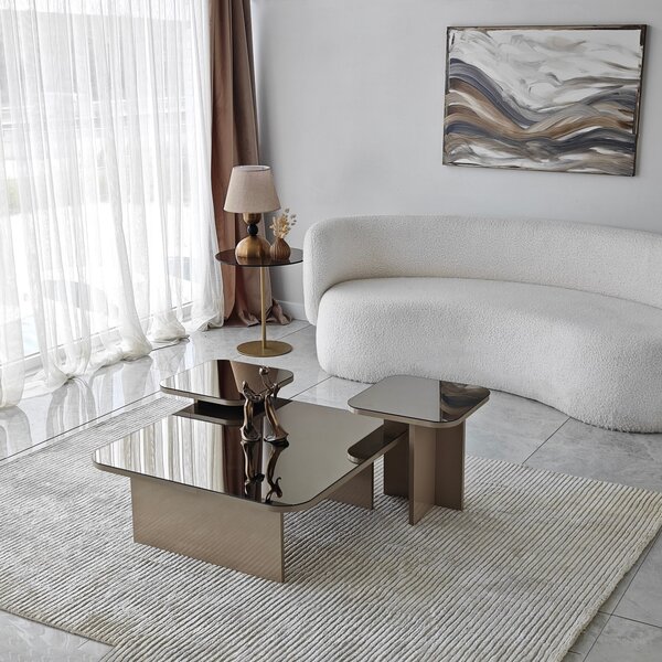 Set de măsuțe de cafea, Hanah Home, Culoare: Bej Bronz