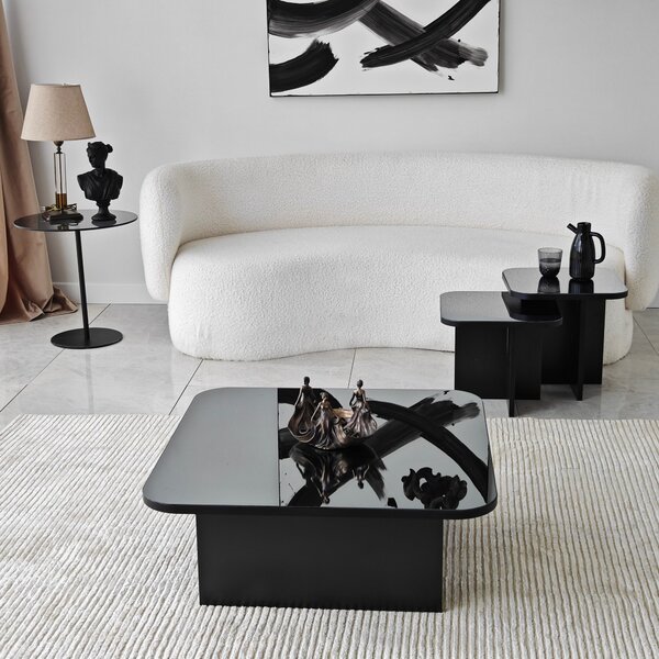 Set de măsuțe de cafea, Hanah Home, Culoare: Negru Fumu