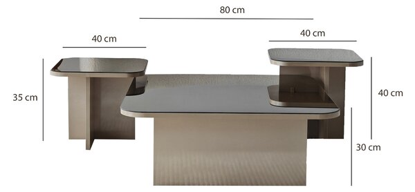 Set de măsuțe de cafea, Hanah Home, Culoare: Bej Bronz
