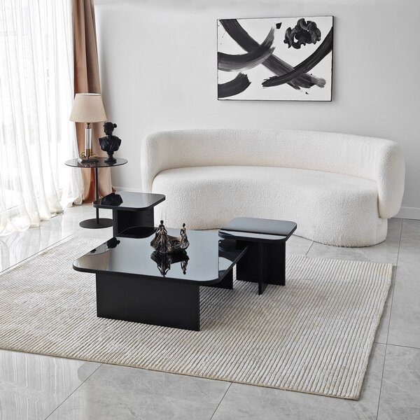 Set de măsuțe de cafea, Hanah Home, Culoare: Negru Fumu