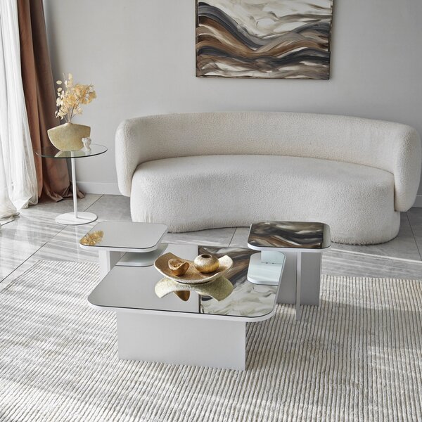 Set de măsuțe de cafea, Hanah Home, Culoare: Alb