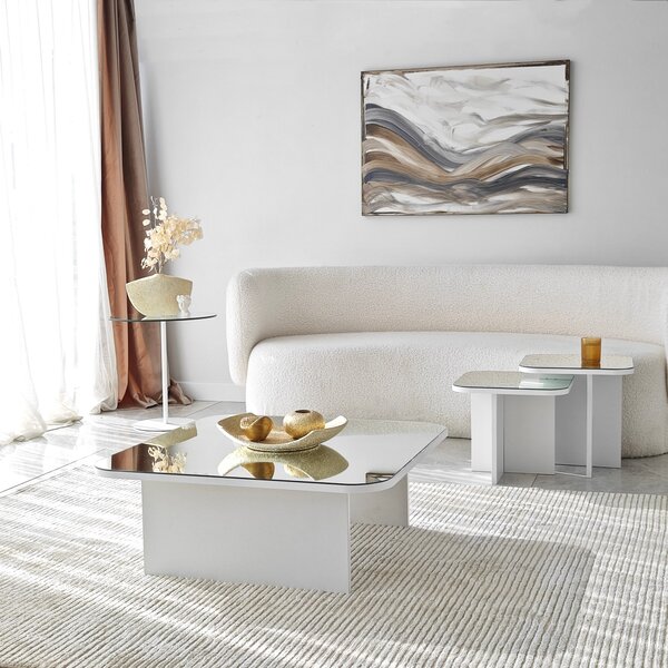 Set de măsuțe de cafea, Hanah Home, Culoare: Alb