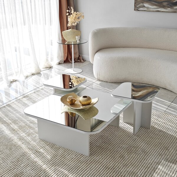 Set de măsuțe de cafea, Hanah Home, Culoare: Alb