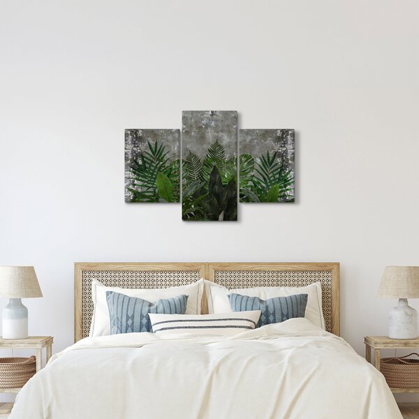 Tablou - Zid de beton cu plante (90x60 cm)