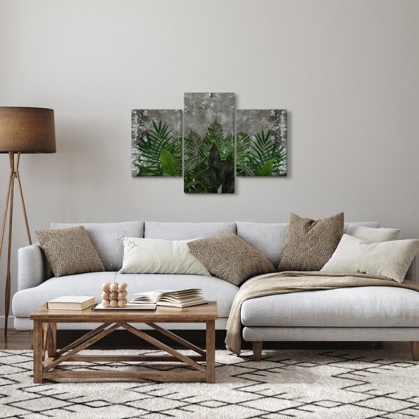 Tablou - Zid de beton cu plante (90x60 cm)