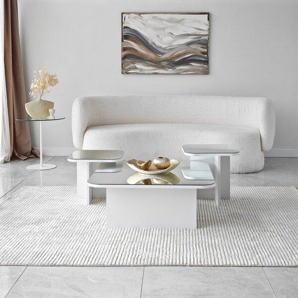 Set de măsuțe de cafea, Hanah Home, Culoare: Alb