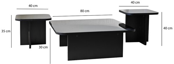 Set de măsuțe de cafea, Hanah Home, Culoare: Negru Fumu