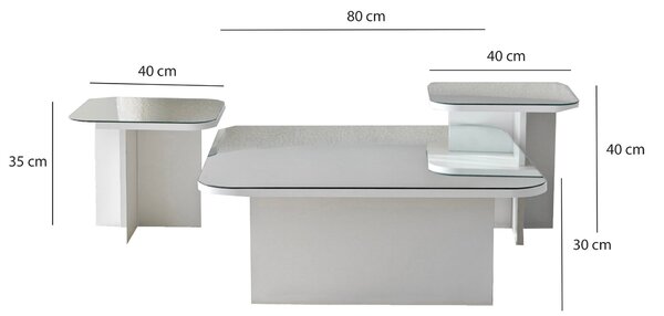 Set de măsuțe de cafea, Hanah Home, Culoare: Alb
