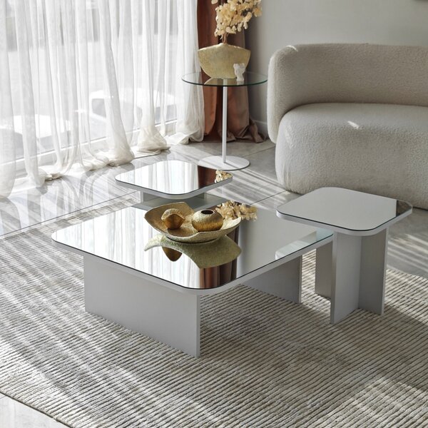Set de măsuțe de cafea, Hanah Home, Culoare: Alb