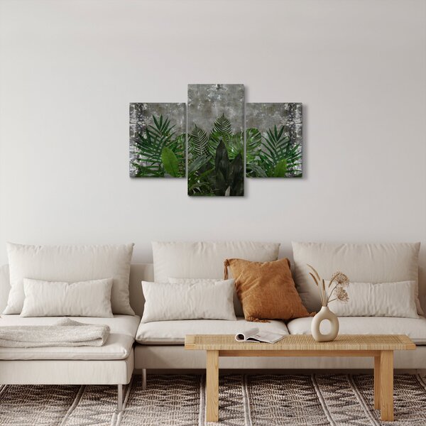 Tablou - Zid de beton cu plante (90x60 cm)