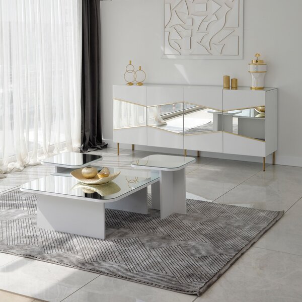 Set de măsuțe de cafea, Hanah Home, Culoare: Alb