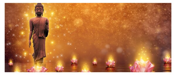 Tablou - Buddha în sclipici auriu (120x50 cm)