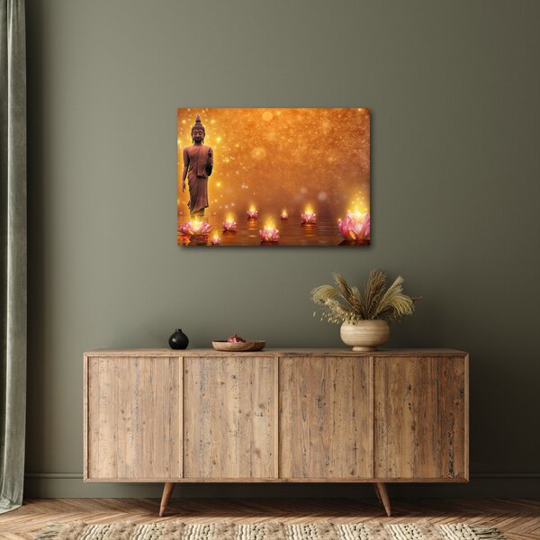 Tablou - Buddha în sclipici auriu (70x50 cm)