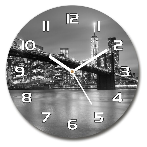Ceas din sticlă rotund New York, pe timp de noapte