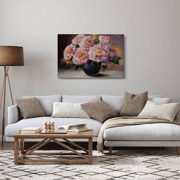 Tablou - Pictură în ulei, flori în vază (90x60 cm)
