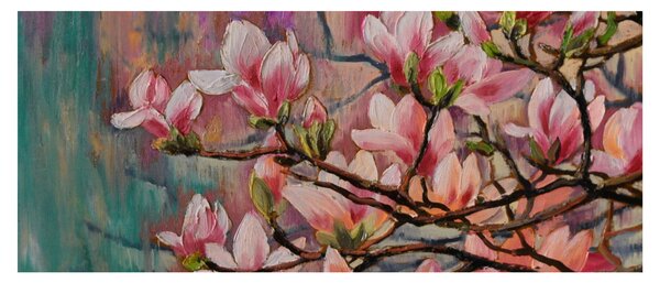 Tablou - Pictură în ulei, Sakura în floare (120x50 cm)