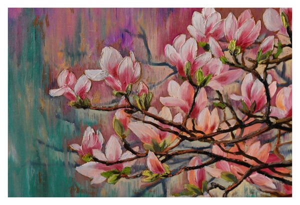 Tablou - Pictură în ulei, Sakura în floare (90x60 cm)