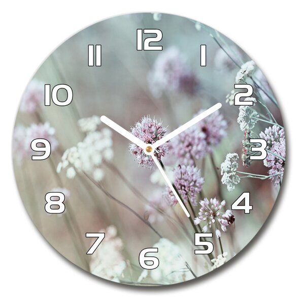 Ceas din sticlă rotund flori de câmp