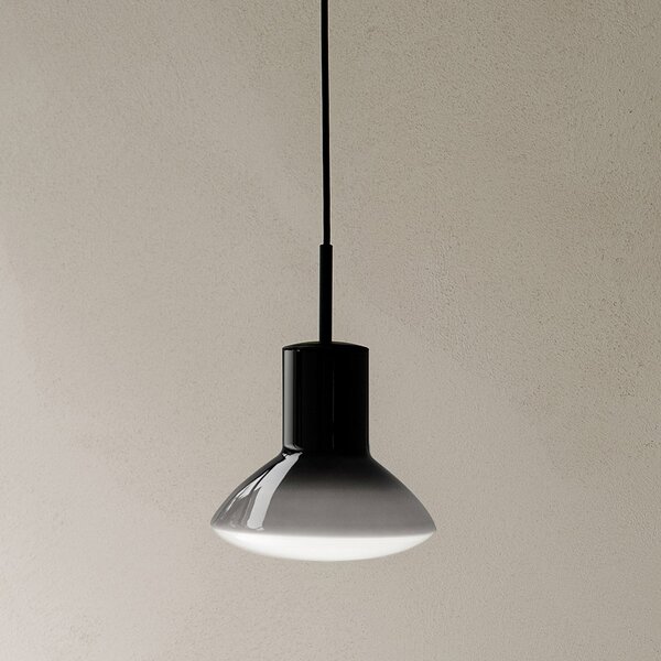 GRUPA Lampă suspendată Grupa Onda, gri, Ø 17 cm, sticlă, GU10, reglabil, Gri, Camera de zi / sufragerie, Aluminiu, Design