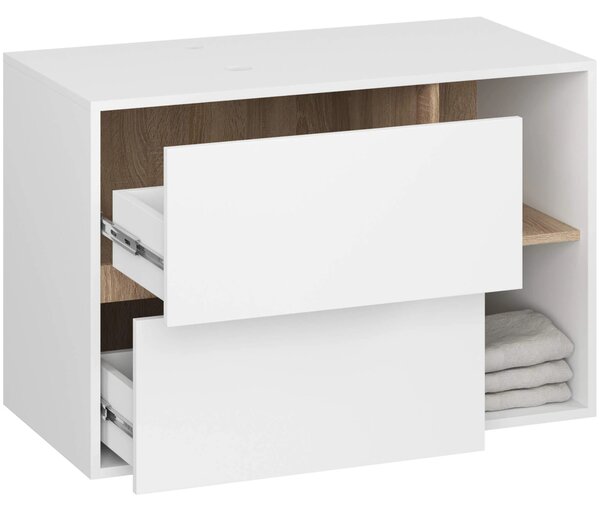 Dulap de baie Vambos W90UM 2SZ 2P (alb + stejar sonoma). Promo -13%. 1152121