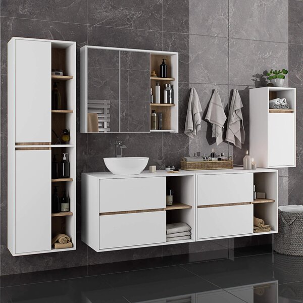 Dulap de baie Vambos W90UM 2SZ 2P (alb + stejar sonoma). Promo -13%. 1152121